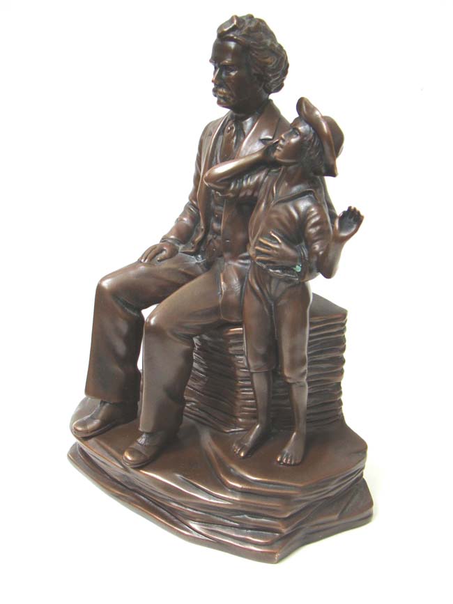 A fine and RARE pair of Antique Bookends by Jennings Brothers circa 1936 depicting MARK TWAIN and Huckleberry Finn. — image 3
